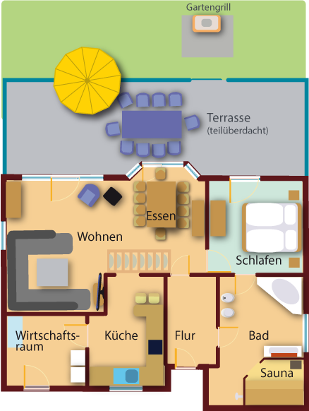 Ferienhaus 249 Grundriss unten